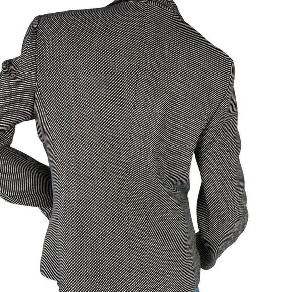 Max Mara Black & White Wool, Silk Two Button Woven Blazer Pink Lining Size 12 - Picture 7 of 12
